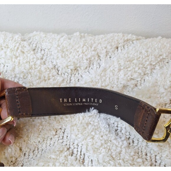 THE LIMITED Brown Croc Leather Chunky Chain Belt Women's Small Made In Italy - Picture 3 of 7